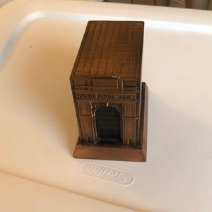 Vntg “Virginia Mutual Savings” Copper Colored Bank